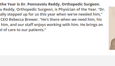 Dr. Reddy named Physician of the Year